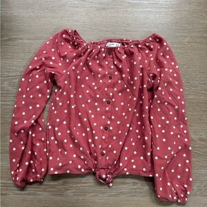 Abercrombie kids girls polka dot button long sleeve blouse shirt top 15 16 years